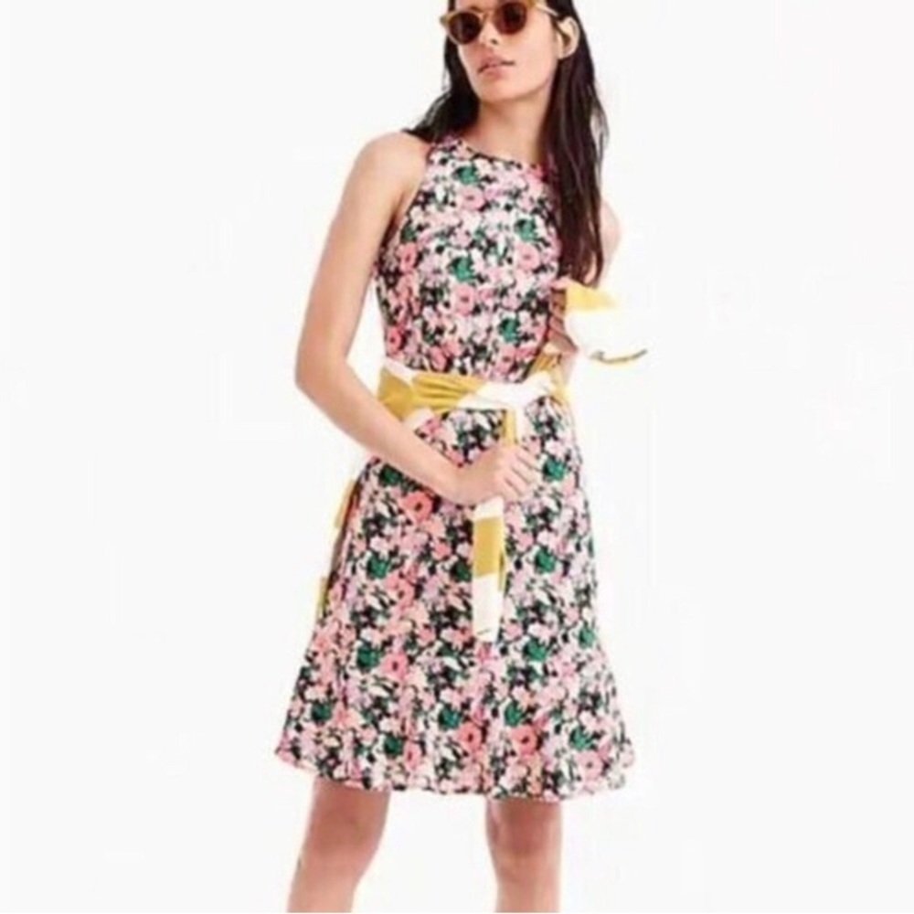 J. Crew Mercantile Floral Neon Ruffle Hem Mini Dress 2